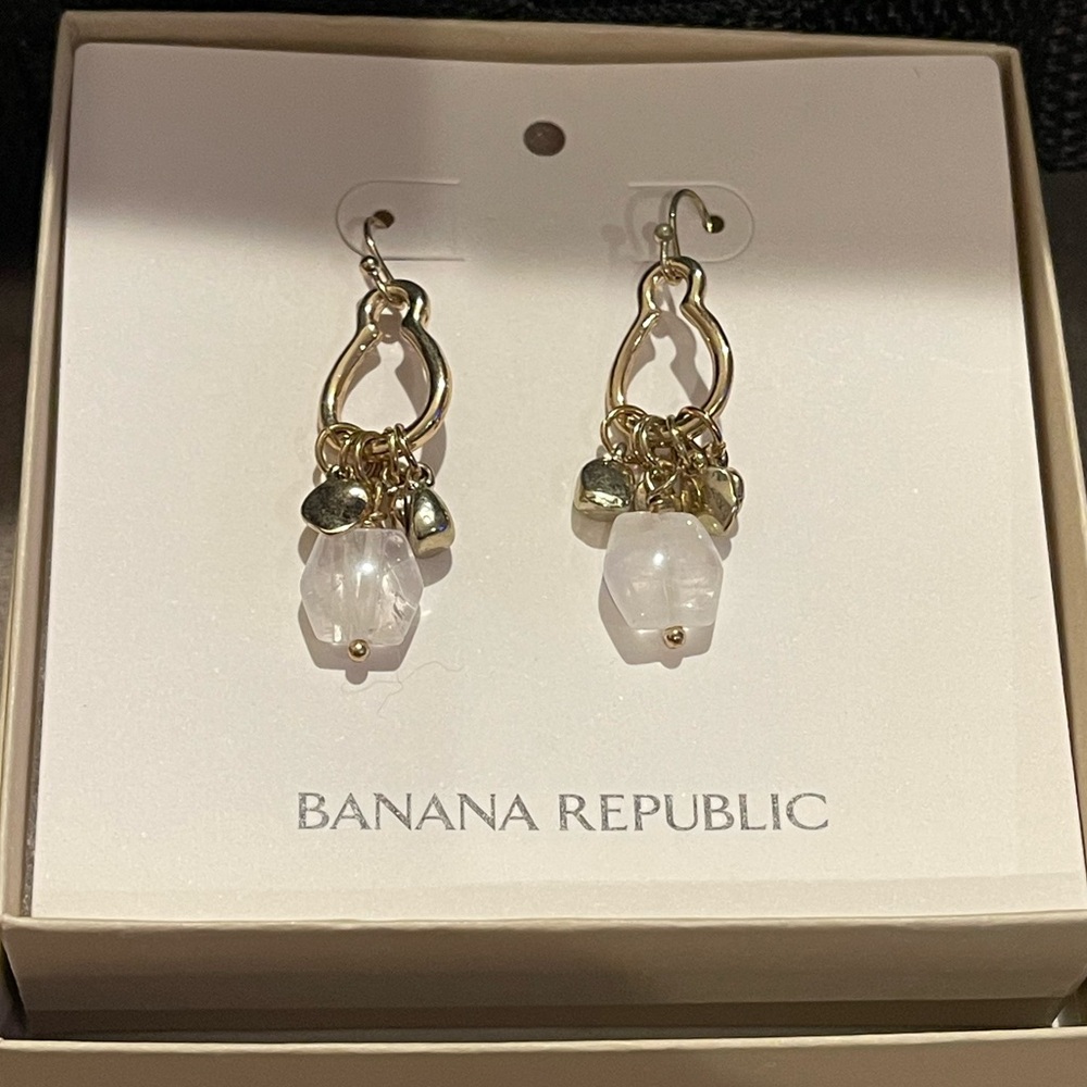 Banana Republic Gold and White Earrings